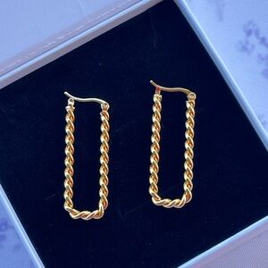 18k Gold Plated Stainless Steel Twisted Hoop Earrings